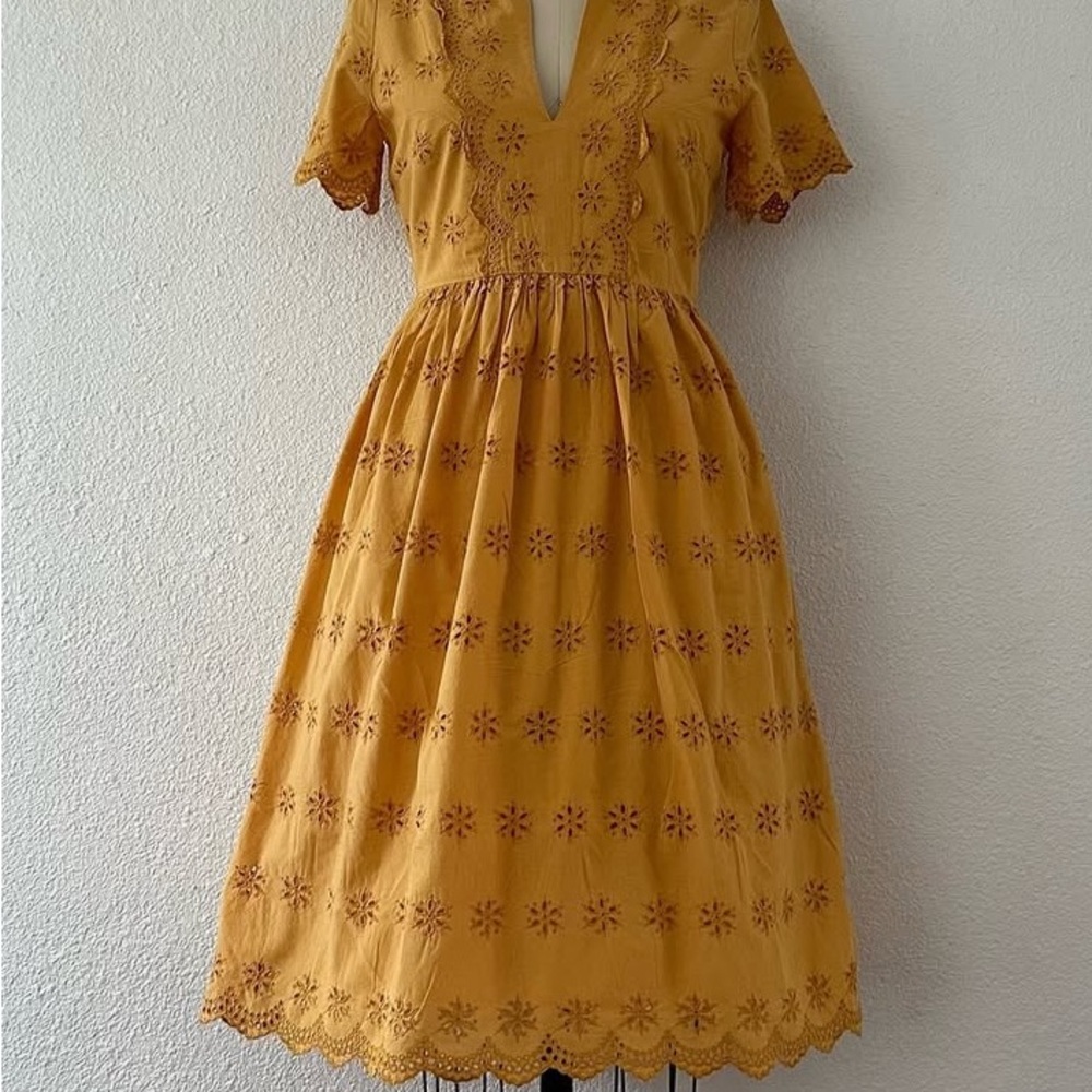 Embroidered Mustard Yellow Dress